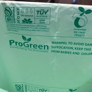 ProGreen compostable garbage bag close up